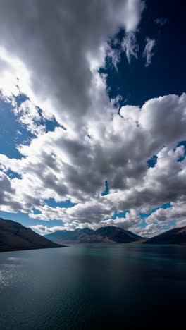 scenic mountain lake under dramatic sky