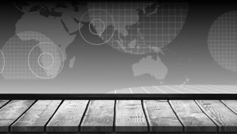 animación de visores pulsantes sobre el mapa del mundo sobre un fondo gris