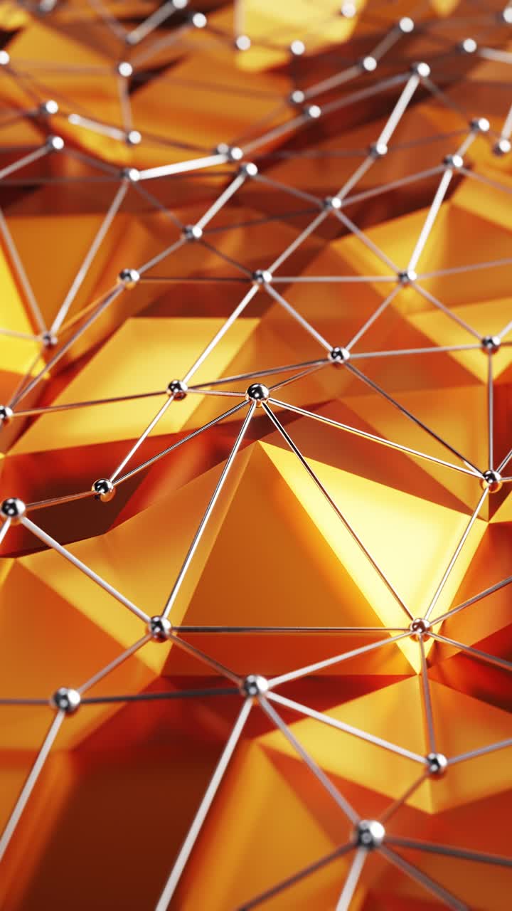 el fondo de los triángulos dorados en movimiento. video en bucle vertical