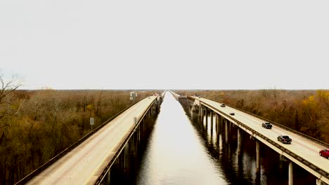 Drone footage of Atchafalaya National Heritage Area in Louisiana near interstate 10