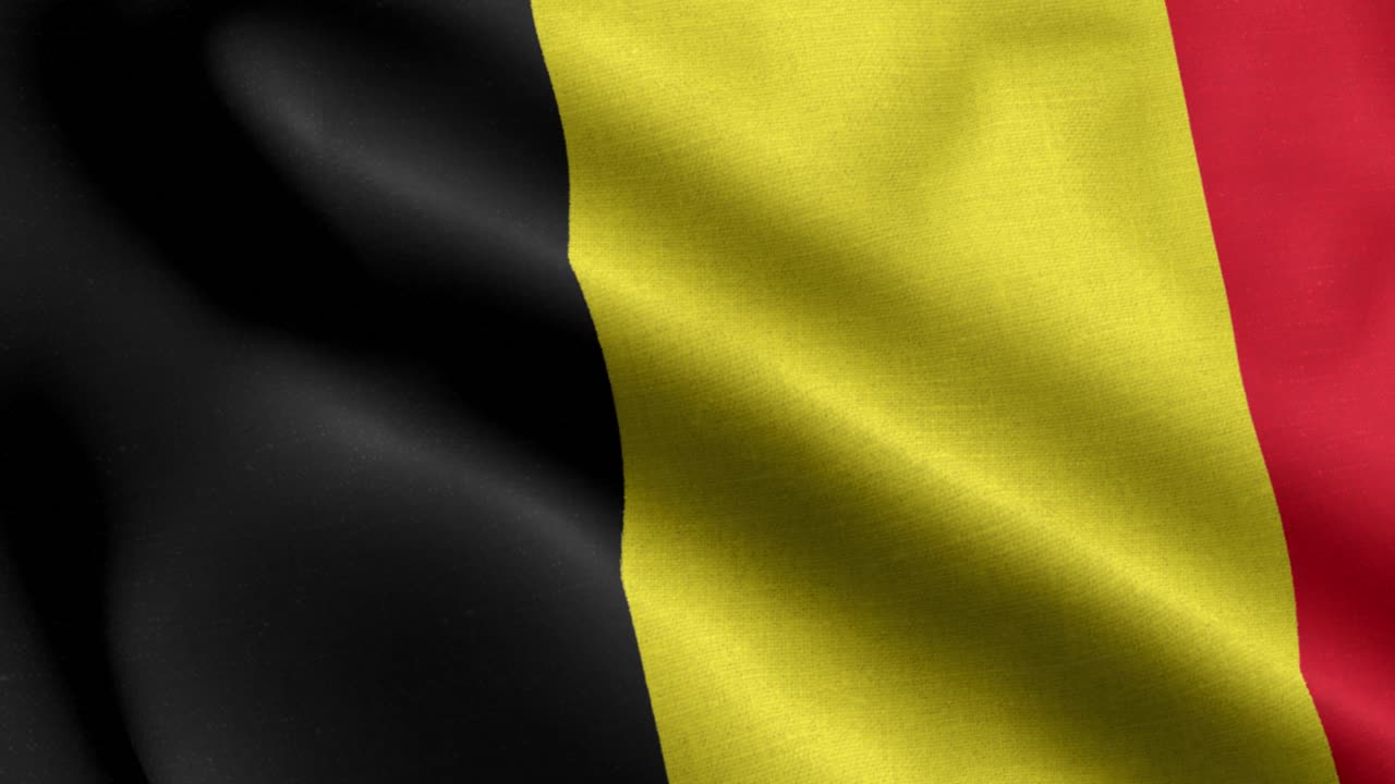 Primo piano in loop 4k della bandiera nazionale del Belgio che sventola