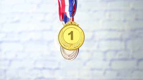 gold, silver, and bronze medals