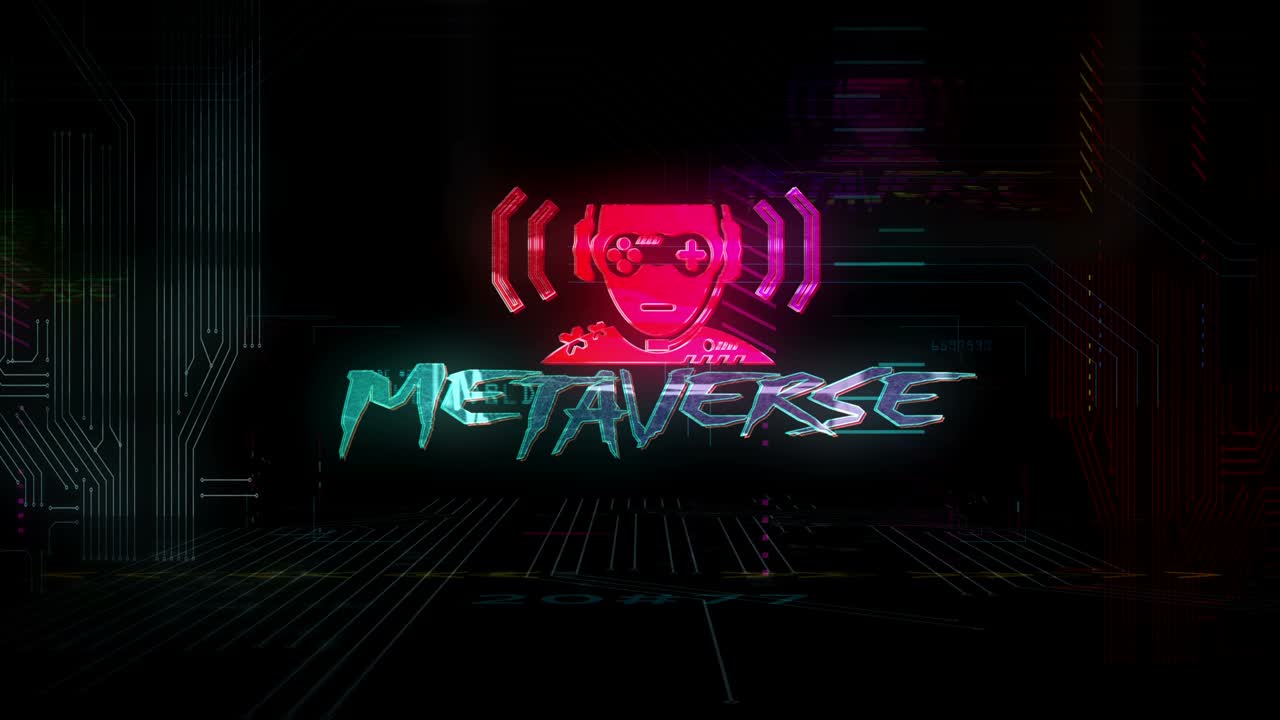 intro de estilo cyberpunk con el tema del metaverso