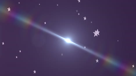 animation of christmas stars falling over purple background