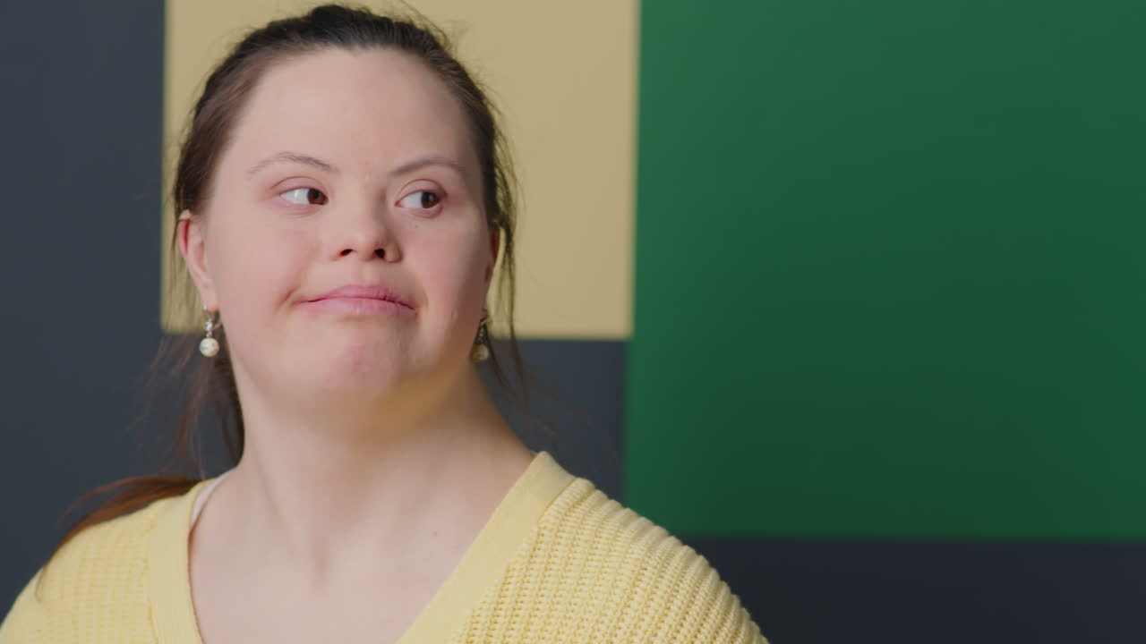 Portrait of Cheerful Girl with Down Syndrome