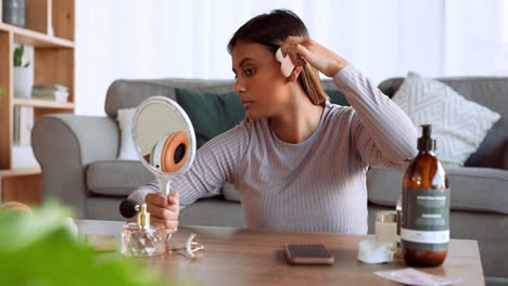 Home,-beauty-and-woman-with-stone-roller-to