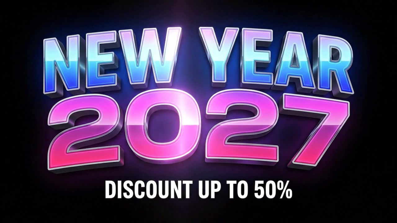 Grafica Promozionale Capodanno 2027 con Offerta di Sconto
