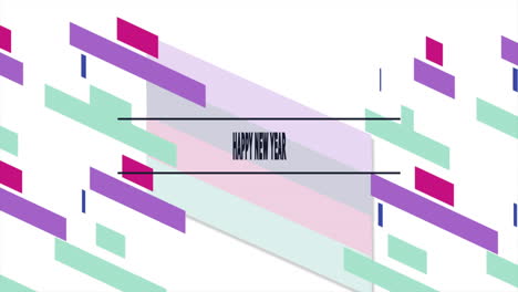 texto de feliz año nuevo con memphis patrón geométrico abstracto