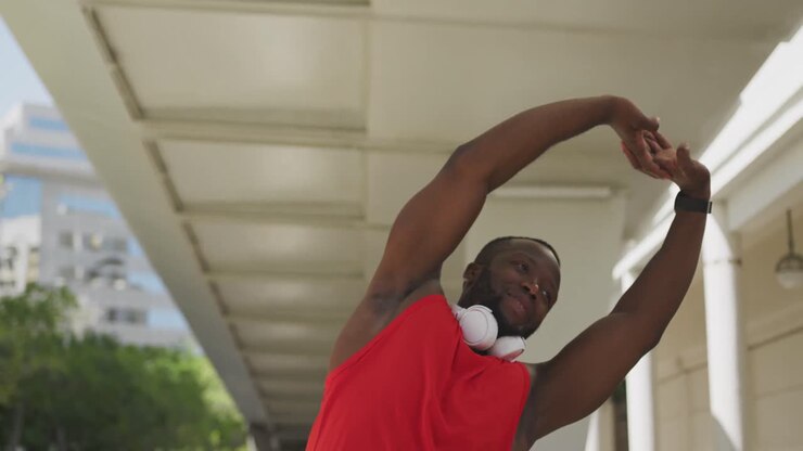 Man exercising in an urban setting