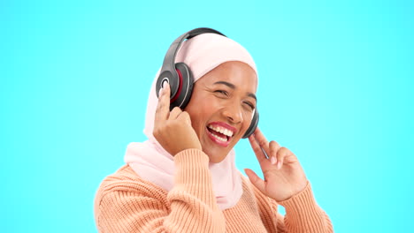 Headphones,-dancing-and-happy-woman-isolated