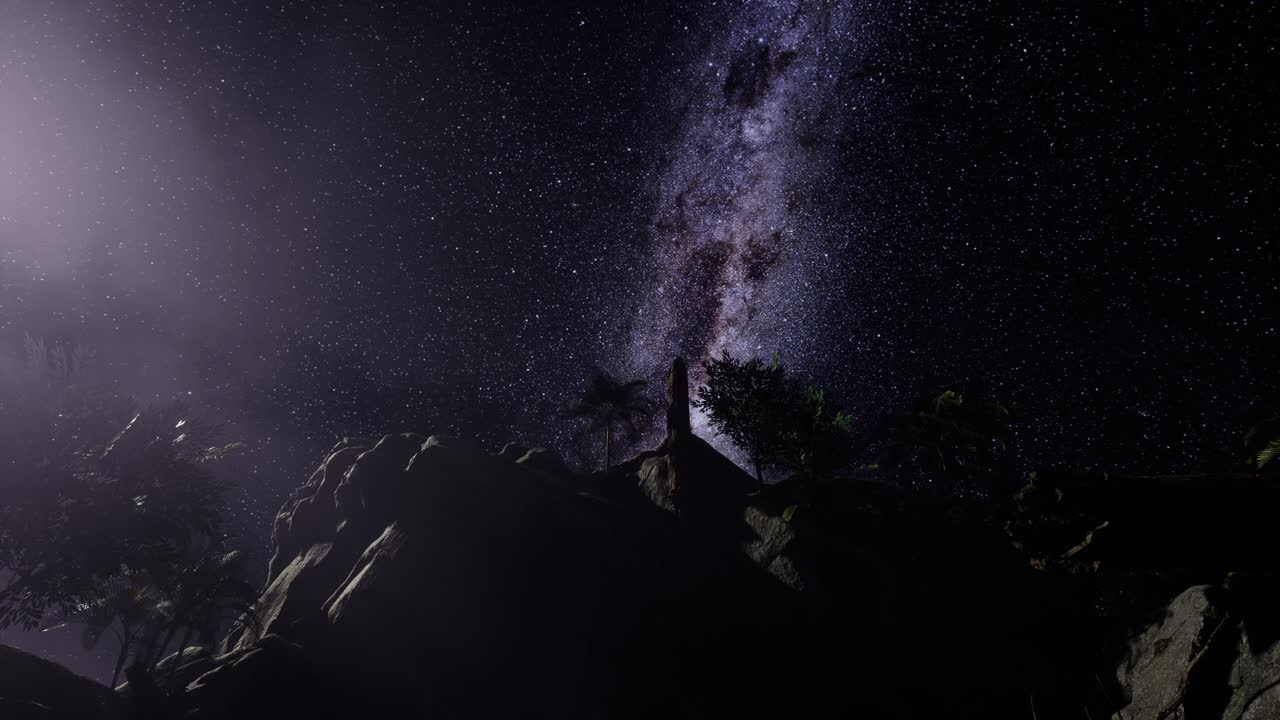 rutas de estrellas de astrofotografía de 4k sobre las paredes del cañón de piedra arenisca