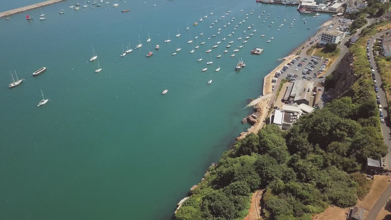Aerial View of a Harbor with Boats