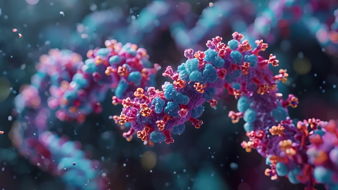 Colorful Microscopic Illustration of a Virus or Pathogen