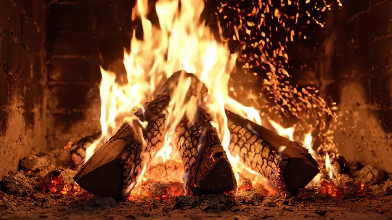 Fiamme affascinanti danzano nel focolare: un'accogliente esperienza con braciere che mostra calore e comfort con ceppi ardenti e un vivace spettacolo di braci.