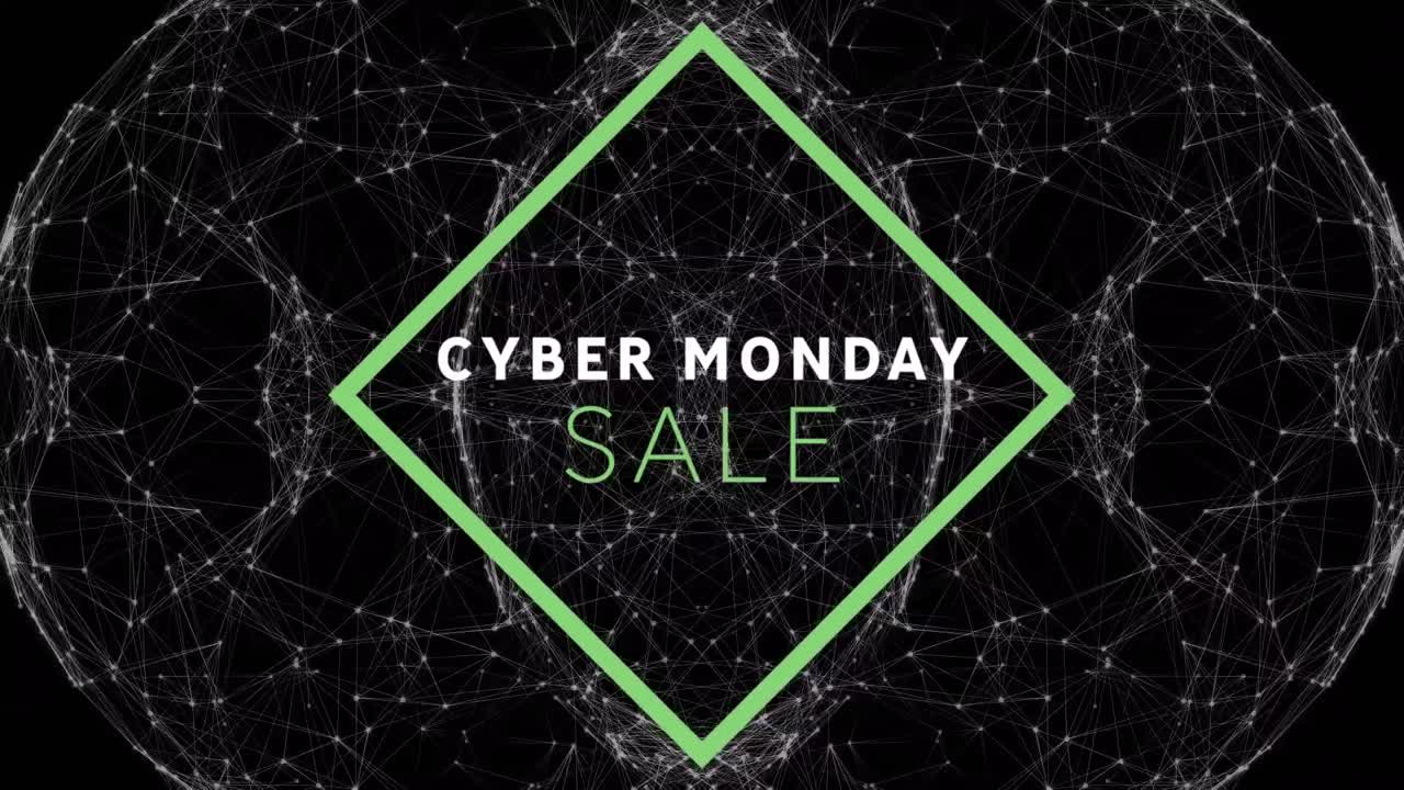 연결 네트워크를 통해 사이버 월요일 판매 텍스트의 애니메이션