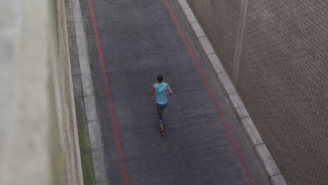 sporty caucasian woman exercising outdoor