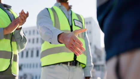 construction workers handshake