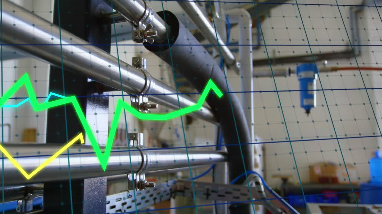 공장 위의 금융 데이터 처리 애니메이션