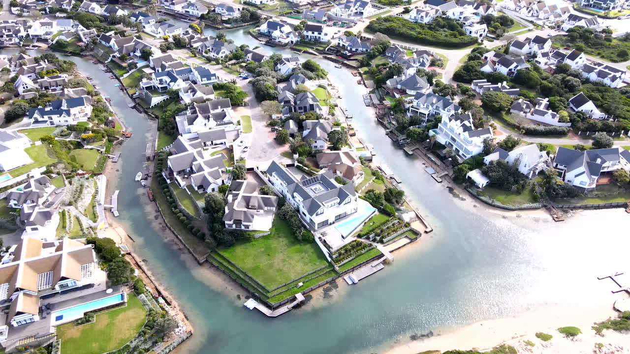 Affluent St Francis Bay properties on Marina Glades canals, aerial view