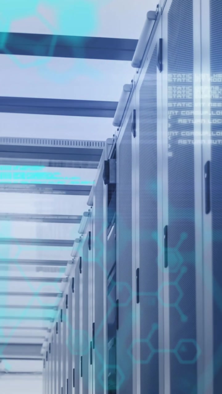 Composite video of data processing against computer server room