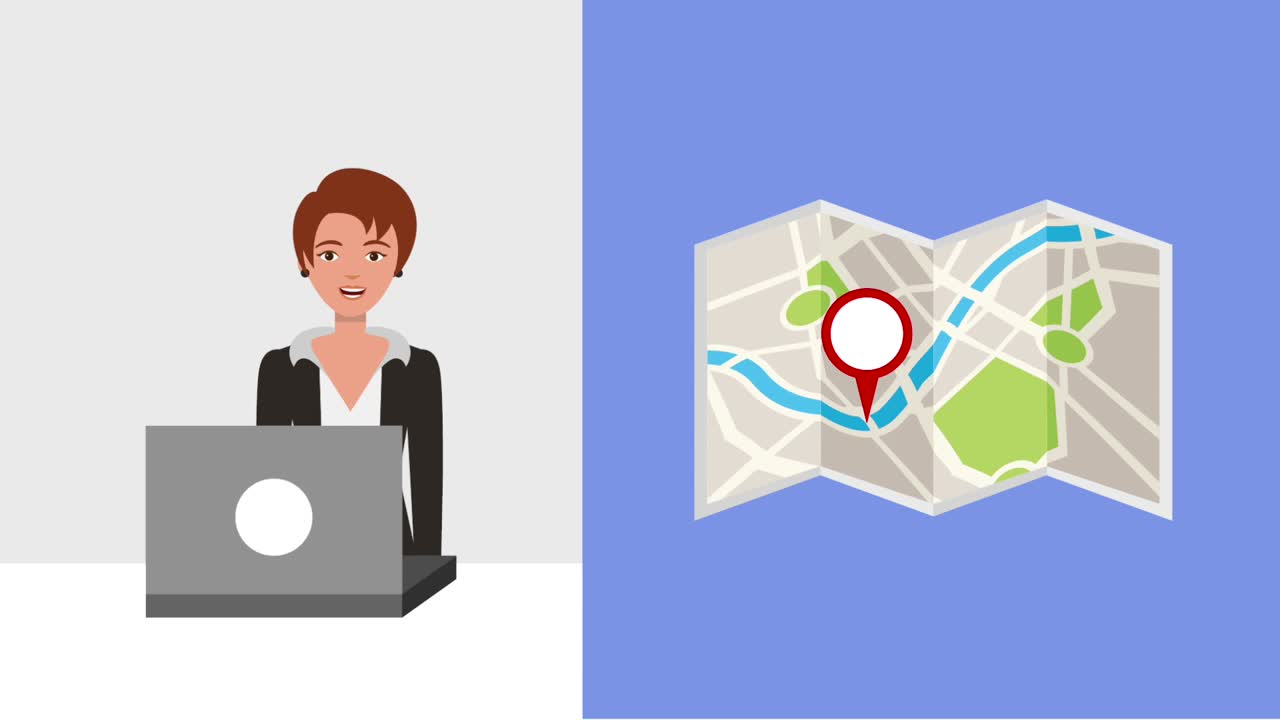 женщина с ноутбуком местоположение навигации город