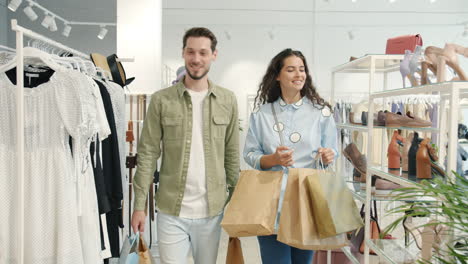 couple shopping in a clothing store