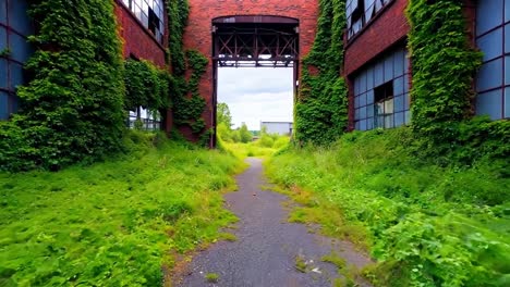 a brick building with ivy growing on the side of it