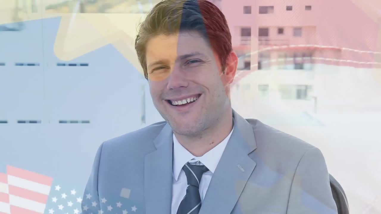 헤드 ⁇ 을 착용한 사업가에 대한 금융 데이터 처리 애니메이션