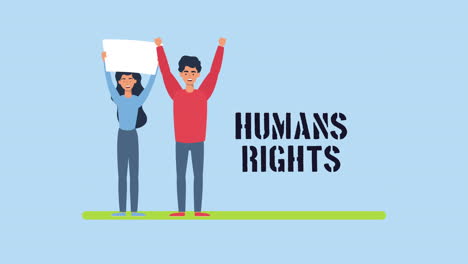 human rights animation with people protesting