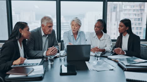 business people, meeting and manager on laptop