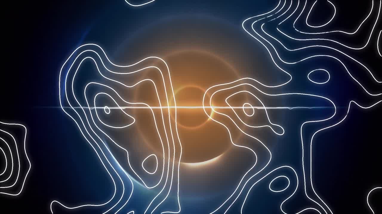 파란색과 초록색 원 위에 움직이는 모양의 애니메이션