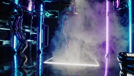 Muscular Man in Futuristic Shower