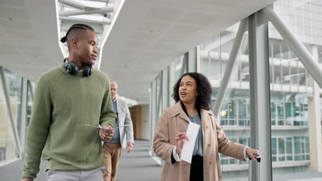 airport, suitcase and business people walking