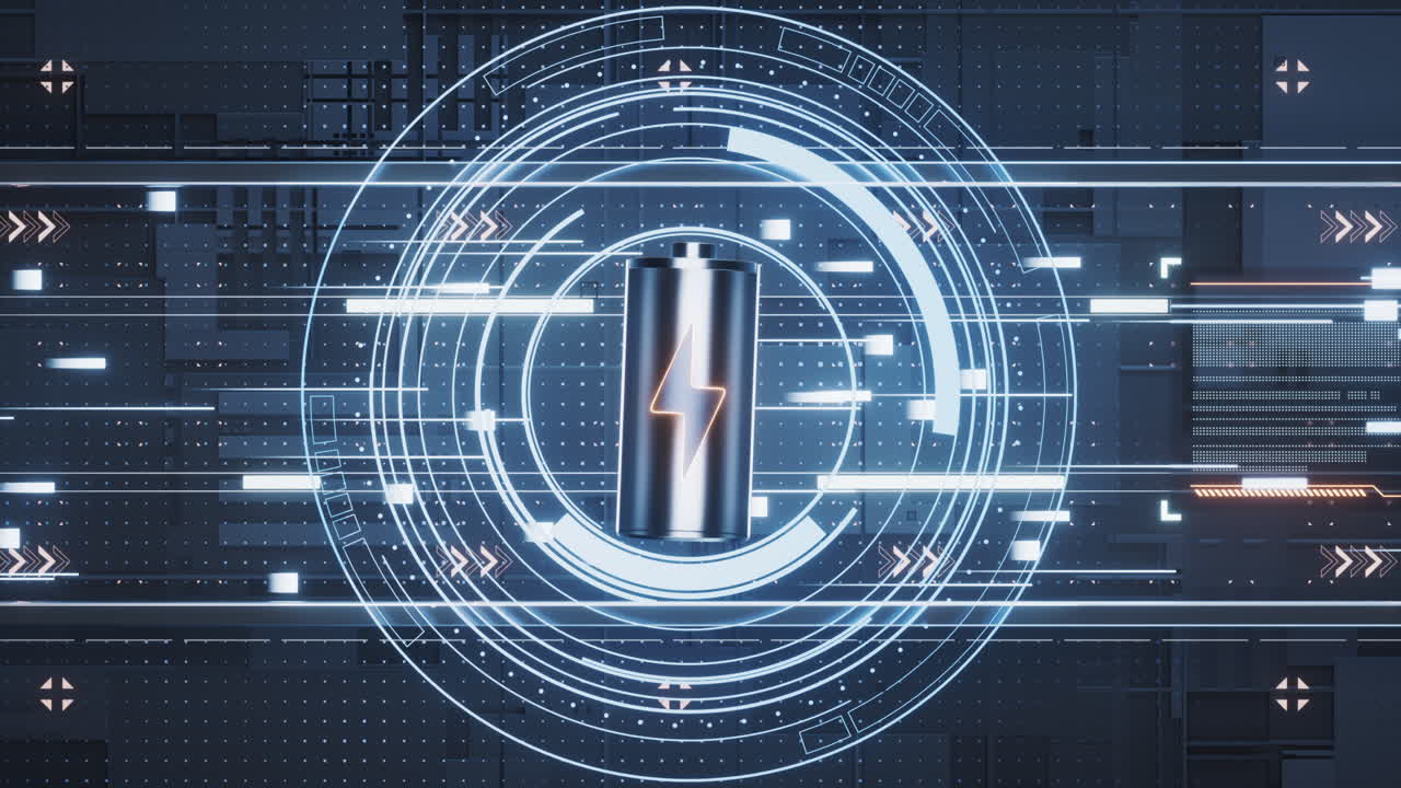 batería de carga rápida 3d en fondo negro, concepto de tecnología de energía, renderización 3d.