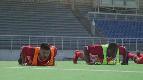 hockey players preparing before a game