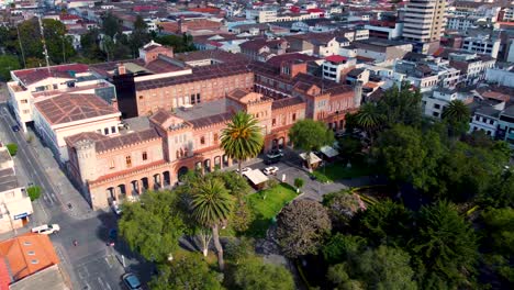 drone view of park in ibarra, ecuador