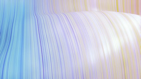 beautiful abstract background of waves on surface, blue yellow color gradients, extruded lines as striped fabric surface with folds or waves on liquid. 4k loop. 1