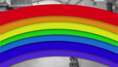 animación del arco iris sobre las cajas en el almacén