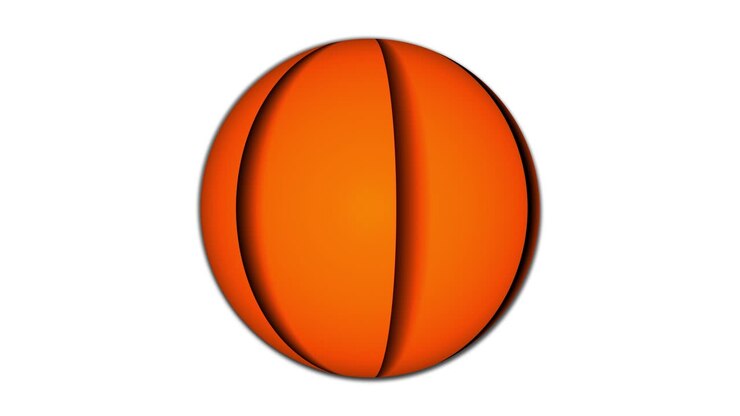 Abstract sphere moving on. Orange color sphere spinning animation. Orange color stripy line attach on sphere.