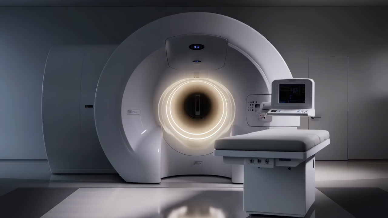 Modern Medical Imaging Machine (MRI/CT Scanner) in a Hospital Room