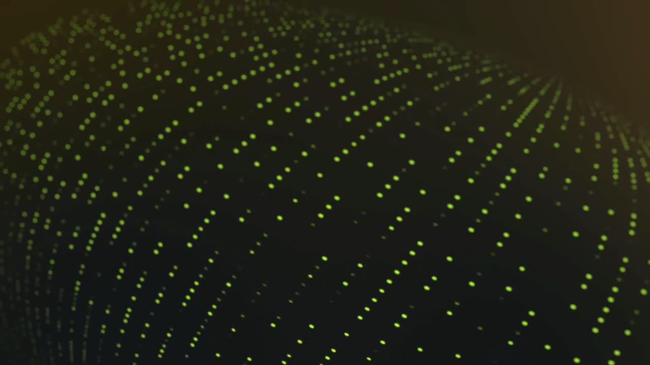 Abstract Flowing Grid of Green Digital Dots