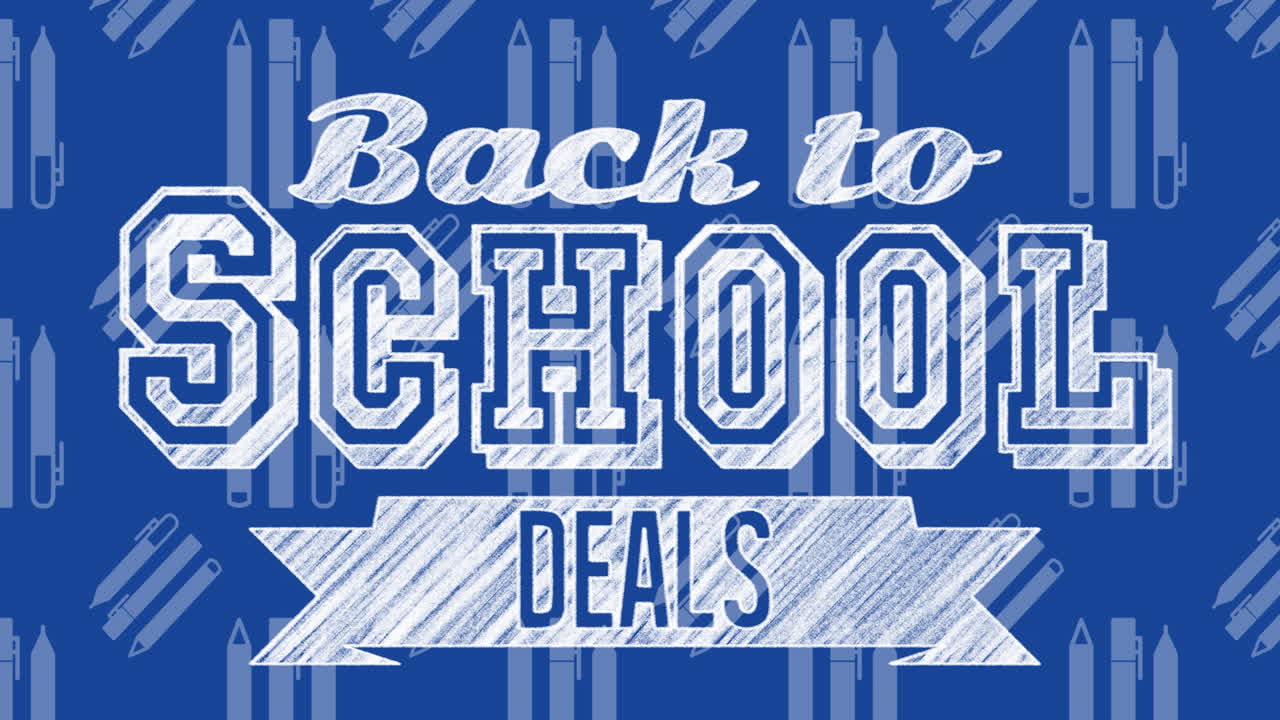 학교 아이템 위에 학교 복귀 텍스트의 애니메이션