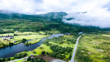 aerial footage beautiful nature norway.