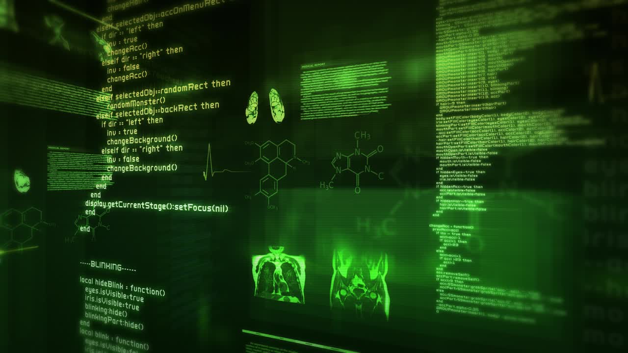 MRI interface. Green. Loopable. Lateral view.
