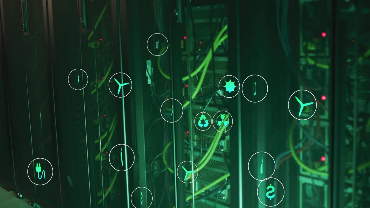 에코 아이콘의 애니메이션 및 컴퓨터 서버를 통해 디지털 데이터 처리