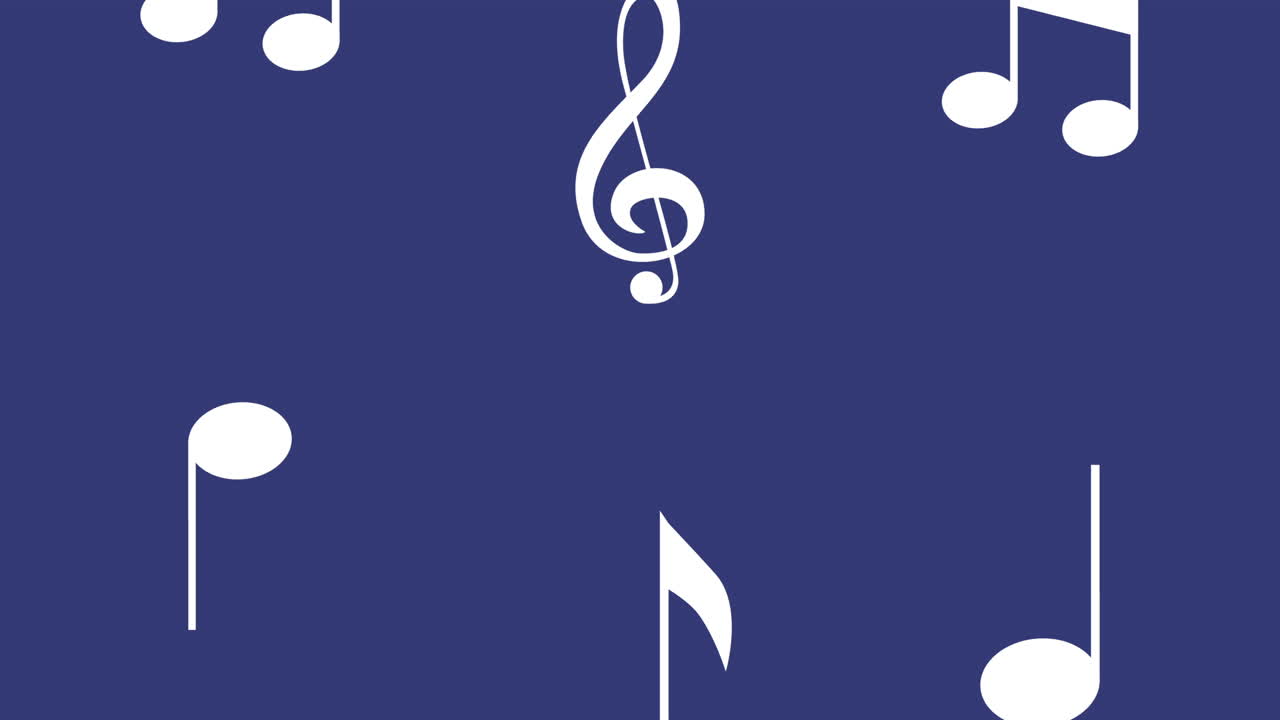 patrón de notas musicales en fondo azul