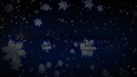 Animation-of-christmas-greetings-over-decoration-and-snow-falling-in-background