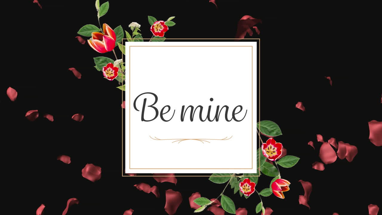 검은 바탕에 있는 be mine의 애니메이션