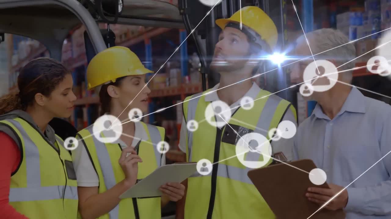 анимация сети связей по кавказской группе складских рабочих