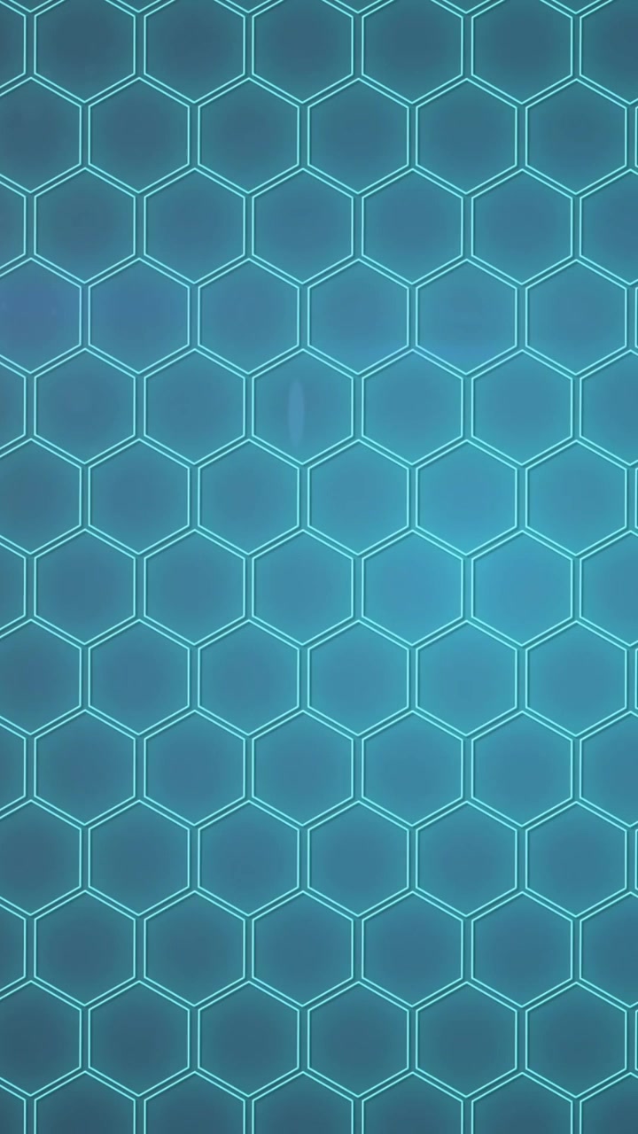 Animation of light spots and hexagons on blue background
